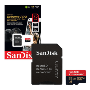 Spominska kartica SDHC-Micro 32GB Sandisk 100MB/s/90MB/s U3 V30 UHS-I +adapter (SDSQXCG-032G-GN6MA)