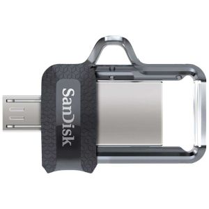 Spominski ključek 32GB USB 3.0 Sandisk Ultra Dual 150MB/s - plastičen/micro drsni/črn (SDDD3-032G-G46)