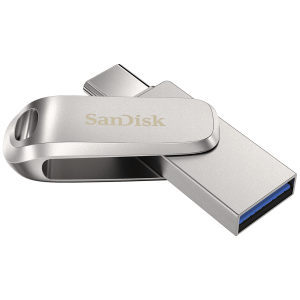 Spominski ključek 128GB USB 3.2/USB-C USB-C Sandisk Ultra Luxe Dual 150MB/s kovinski vrtljiv srebrn (SDDDC4-128G-G46)