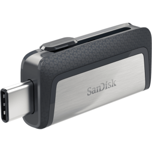 Spominski ključek 128GB USB 3.2/USB-C Sandisk Ultra Dual 150MB/s plastičen drsni srebrno-črn (SDDDC2-128G-G46)