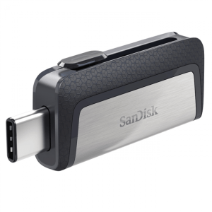 Spominski ključek 256GB USB 3.2/USB-C Sandisk Ultra Dual 150MB/s plastičen izvlečni srebrno-črn (SDDDC2-256G-G46)