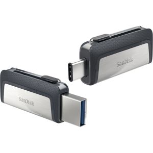 Spominski ključek 32GB USB 3.2/USB-C Sandisk Ultra Dual 150MB/s plastičen drsni srebrno-črn (SDDDC2-032G-G46)