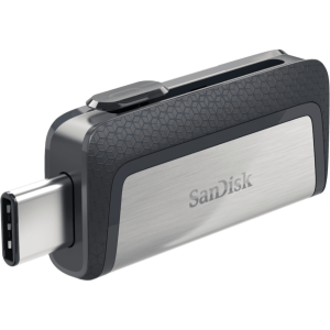 Spominski ključek 64GB USB 3.2/USB-C Sandisk Ultra Dual 150MB/s plastičen drsni srebrno-črn (SDDDC2-064G-G46)