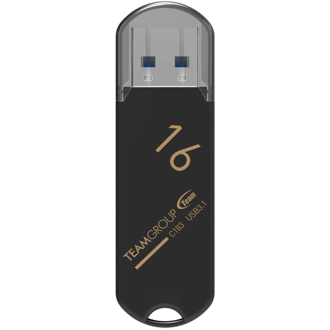 Spominski ključek 16GB USB 3.1 Teamgroup C183 - plastičen/s pokrovčkom/črn (TC183316GB01)