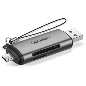 Zunanji čitalec kartic Ugreen USB 3.0/USB-C za microSD SD RS-MMC MMC siv (50706)