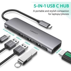 Priklopna postaja USB-C => 1x USB-C PD 3x USB 3.1 HDMI Ugreen