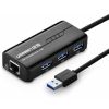 Ugreen USB 3.0 hub na 3x USB A in RJ45 - box