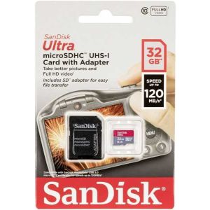 SanDisk Ultra microSDHC 32GB + SD Adapter 120MB/s A1 Class 10 UHS-I