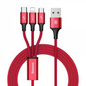 Kabel BASEUS 3v1 USB Rapid rdeč