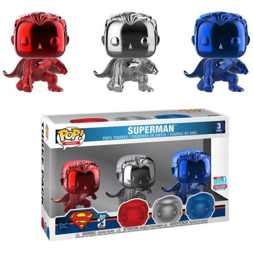 FUNKO POP MOVIES: JUSTICE LEAGUE 3PK SUPERMAN (LANDING) (CHROME) CONVENTION 2018