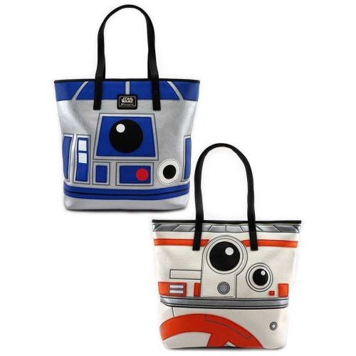 LOUNGEFLY STAR WARS R2D2 BB8 2 SIDED BIG FACE TOTE BAG