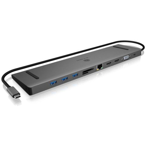 Priklopna postaja USB-C => ICYBOX IB-DK2106-C Power Delivery 100W/2x HDMI/1x VGA/3x USB-A/Gigabit LAN/čitalec SD/microSD