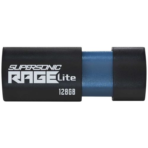 Spominski ključek 128GB USB 3.2 Patriot Supersonic Rage Lite 120MB/s gumificiran brez pokrovčka črno-moder (PEF128GRLB32U)