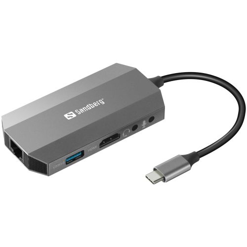 Priklopna postaja USB-C => 2x USB3.0 USB-C HDMI 4K@30Hz ETH LAN RJ45 MicroSD SandBerg (136-33)