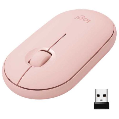 Miš Logitech brezžična + Bluetooth optična M350 roza Pebble (910-005717)