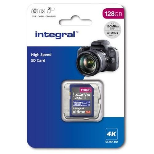 Integral 128GB High Speed SDHC/XC V30 UHS-I U3