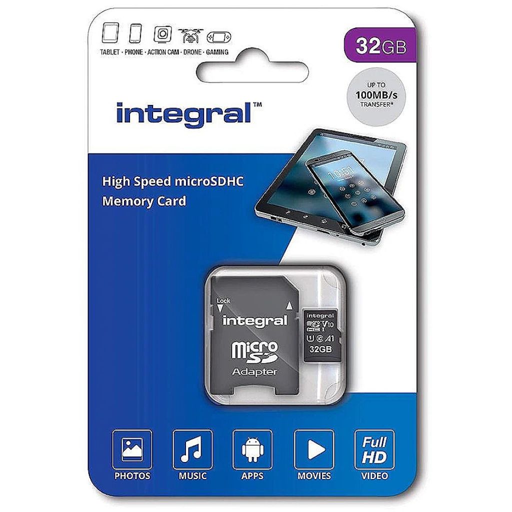 Integral 32GB High Speed microSDHC/XC V10 UHS-I U1