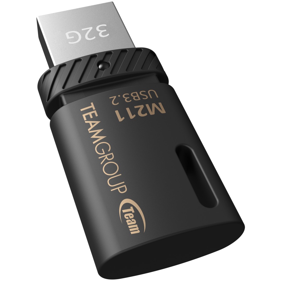Spominski ključek 32GB USB 3.2/USB-C Teamgroup M211 100MB/s plastičen brez pokrovčka črn (TM211332GB01)