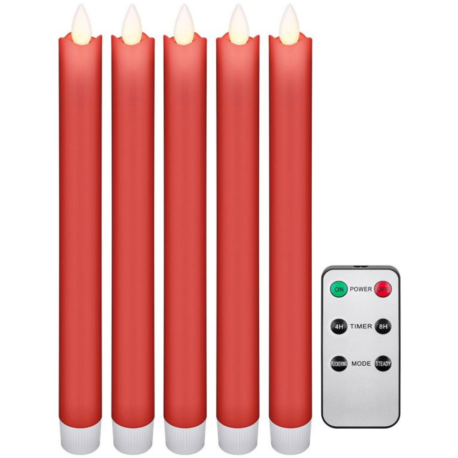 GOOBAY LED rdeča palčna sveča 2.1x24cm set 5