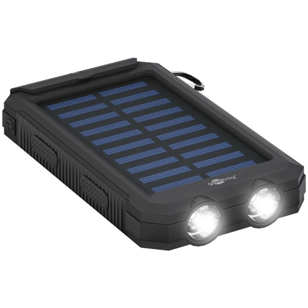 GOOBAY PowerBank 8.0 na sončne celice svetilka 8000 mAh črna prenosna baterija
