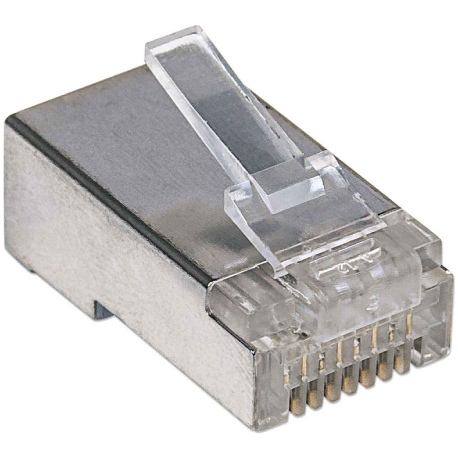 8-kontaktni (8P8C) omogočajo strankam možnosti za kable CAT5 in CAT5e v nezaščitenih in zaščitenih različicah. Za naše standardne vtiče ponujamo 15 mikron zlatih kontaktov ali visokokakovostni standard 50 mikronov v naših Premium in Pro linijah.  15-mi pozlačeni stiki 3-točkovni terminal za navojeno žico Podpira 22 do 26 AWG Prilagaja se okroglemu kablu Za shielded twisted pair Standardna zasnova 8P8C