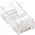 8-kontaktni (8P8C) omogočajo strankam možnosti za kable CAT5 in CAT5e v nezaščitenih in zaščitenih različicah. Za naše standardne vtiče ponujamo 15 mikron zlatih kontaktov ali visokokakovostni standard 50 mikronov v naših Premium in Pro linijah.  15-mi pozlačeni stiki 3-točkovni terminal za navojeno žico Podpira 22 do 26 AWG Prilagaja se UTP kablu Za unshielded twisted pair Standardna zasnova 8P8C
