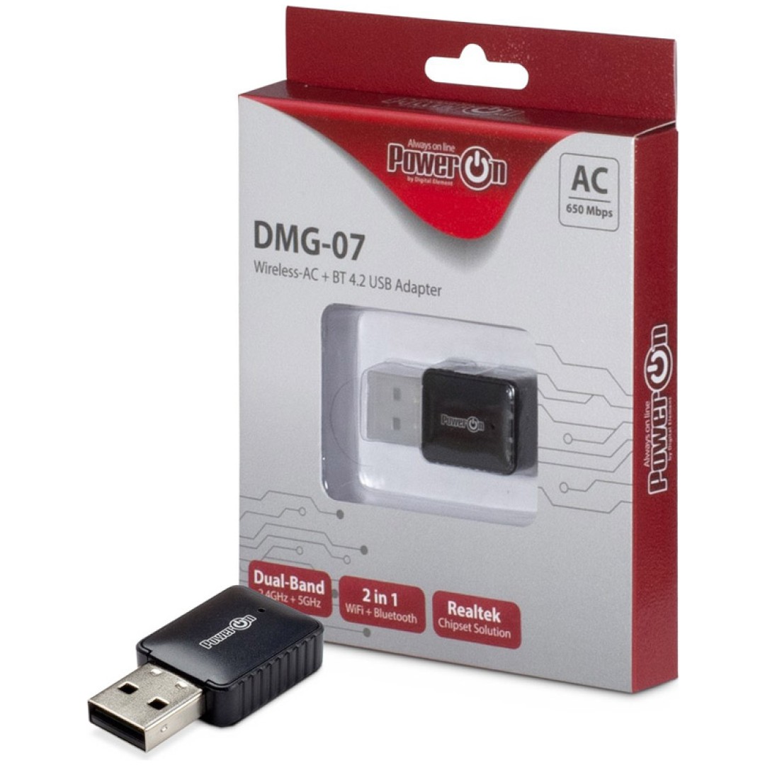 Brezžični mrežni adapter USB 2.0 Inter-Tech DMG-07 WiFi5 802.11ac AC650 650Mbit/s Dualband Nano BT 4.0 (88888146)