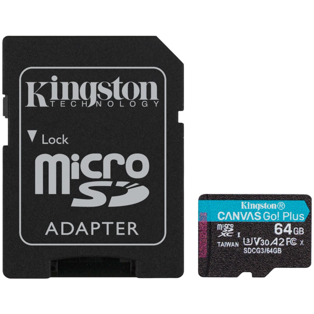 Spominska kartica SDXC-Micro 64GB Kingston Canvas Go! Plus 170MB/s U3 V30 UHS-I (SDCG3/64GB) +adapter