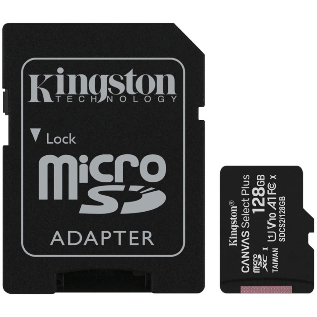Spominska kartica SDXC-Micro 128GB Kingston Canvas Select Plus 100MB/s 85MB/s U1 V10 UHS-I (SDCS2/128GB) +adapter
