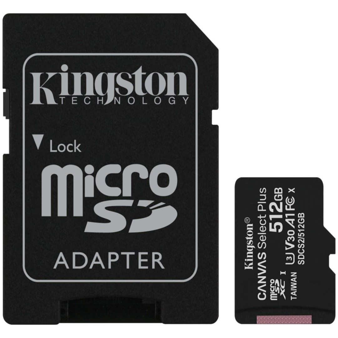 KINGSTON Canvas Select Plus microSD 512GB Class10 UHS-I adapter (SDCS2/512GB) spominska kartica in adapter