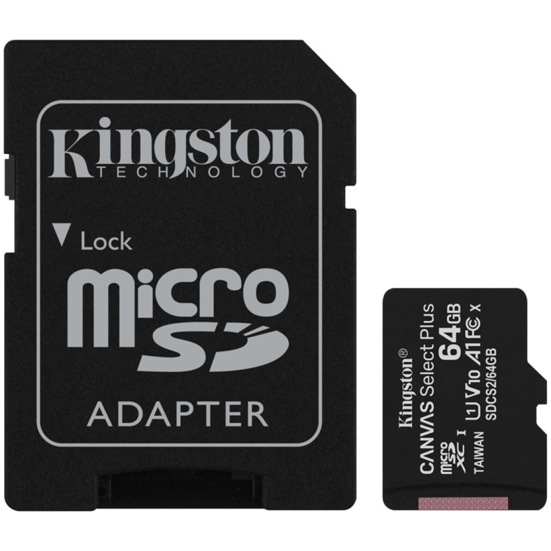 Spominska kartica SDXC-Micro 64GB Kingston Canvas Select Plus 100MB/s/85MB/s U1 V10 UHS-I +adapter (SDCS2/64GBSP)