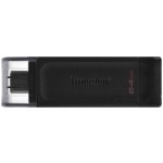 Spominski ključek 64GB USB-C Kingston DT70 - plastičen/s pokrovčkom/črn (DT70/64GB)