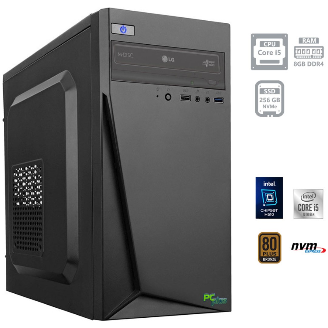 PCPLUS e-office i5-10400 8GB 256GB NVMe SSD Windows 10 Pro namizni računalnik