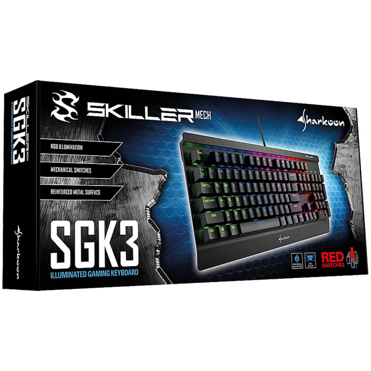 SHARKOON SKILLER MECH SGK3 mehanična Kailh Red RGB slo tisk tipkovnica