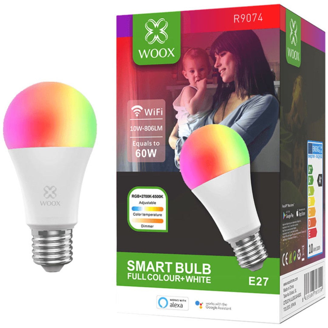 WOOX R9074 Smart WiFi LED E27 10W RGB 2700K-6500K zatemnilna pametna žarnica