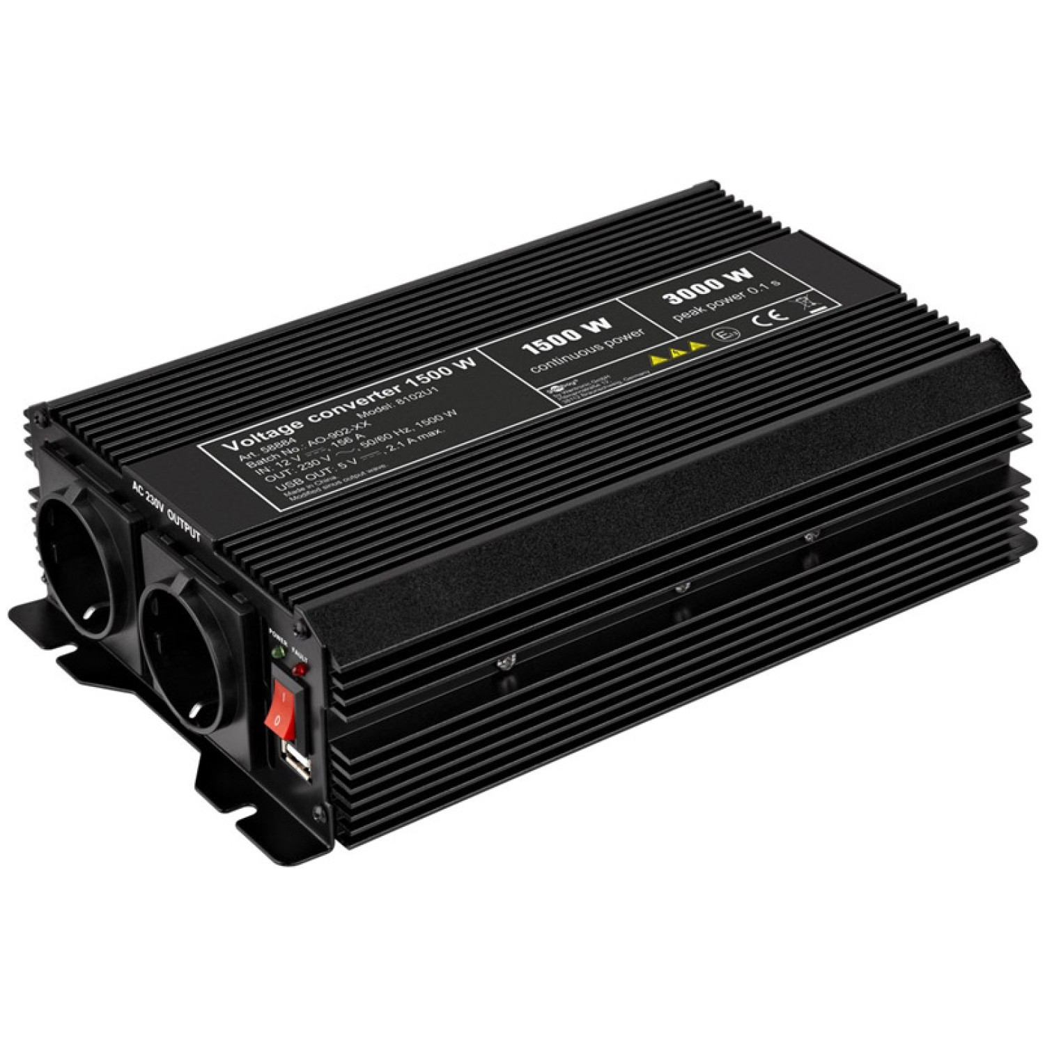 GOOBAY 12V-230V DC/AC USB-5V 1500W pretvornik inverter napajalnik
