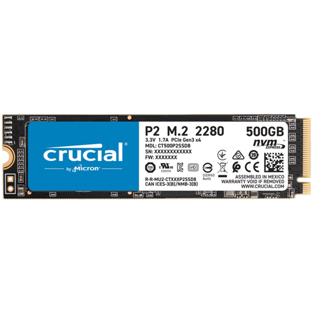 Disk SSD  M.2 80mm PCIe  500GB Crucial P2 3D QLC NVMe 2.300/940MB/s (CT500P2SSD8)