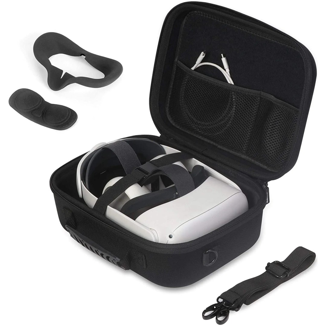 Potovalna torbica za Oculus Quest 2 in Elit Strap VR Očala + zaščita za leče in silikonsko prekrivalo - Balix