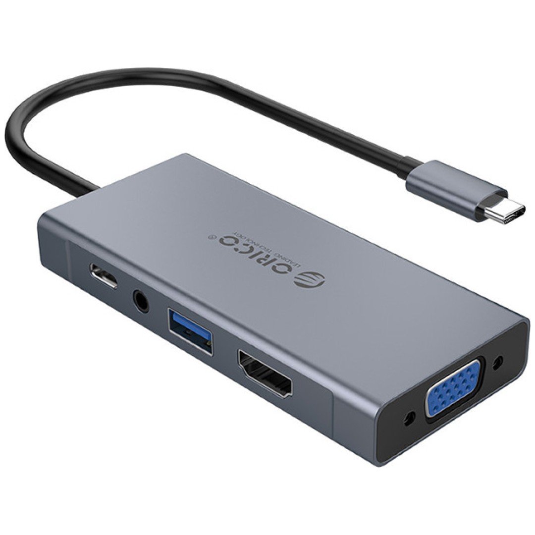 Priklopna postaja USB-C => USB 3.0 HDMI VGA avdio PD 60W ORICO (MC-U501P)
