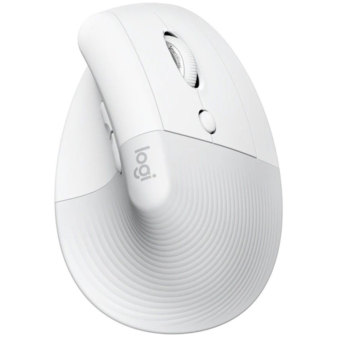 Miš Logitech brezžična Bluetooth optična Lift Vertical bela silent (910-006475)