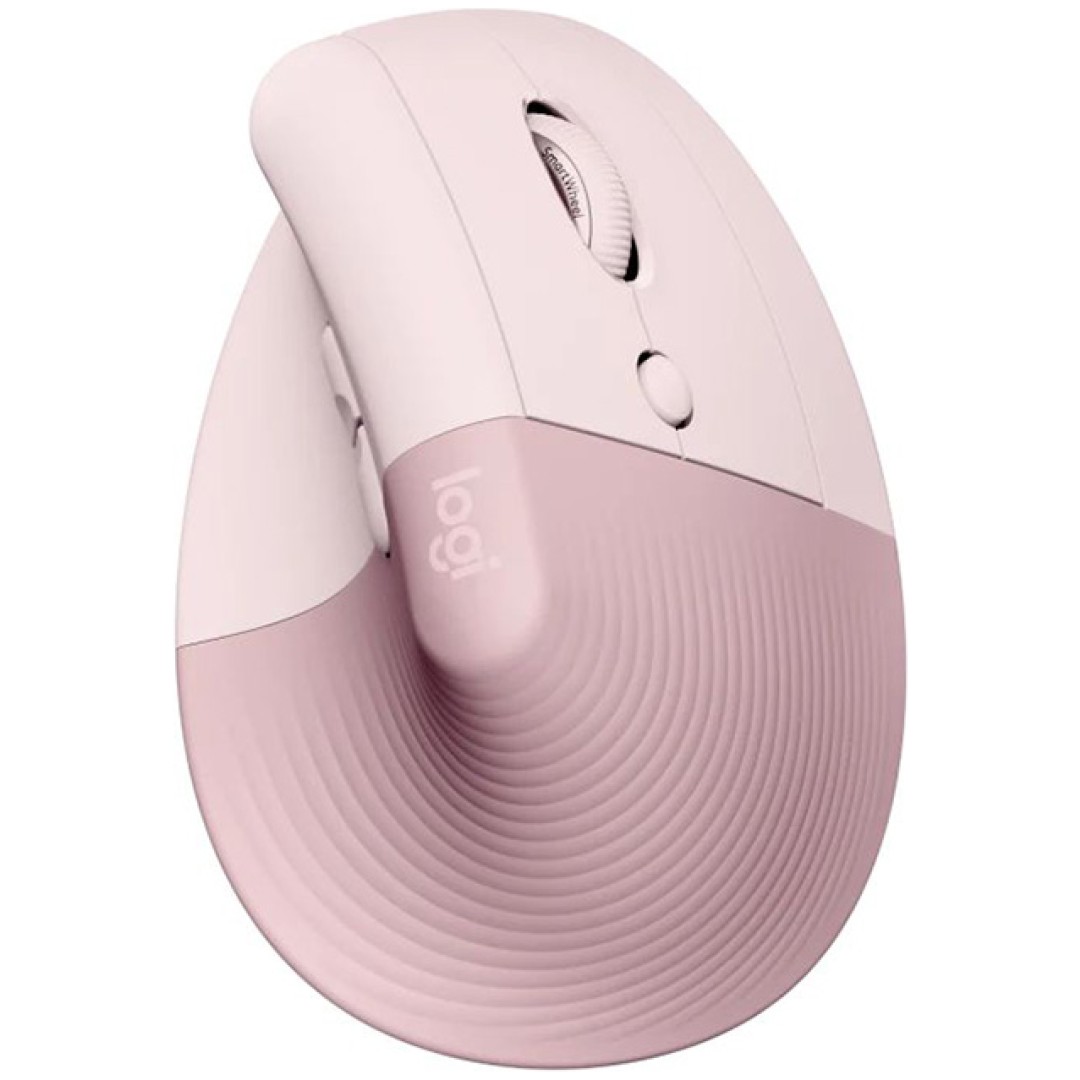 Miš Logitech brezžična Bluetooth optična Lift Vertical roza silent (910-006478)