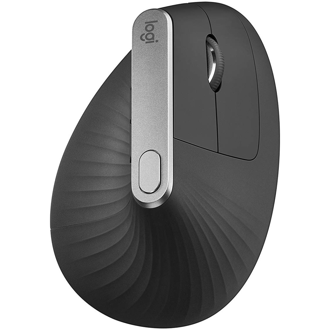 Miš Logitech brezžična + Bluetooth optična napredno ergonomska MX Vertical črna-srebrna silent Unifying USB-C (910-005448)