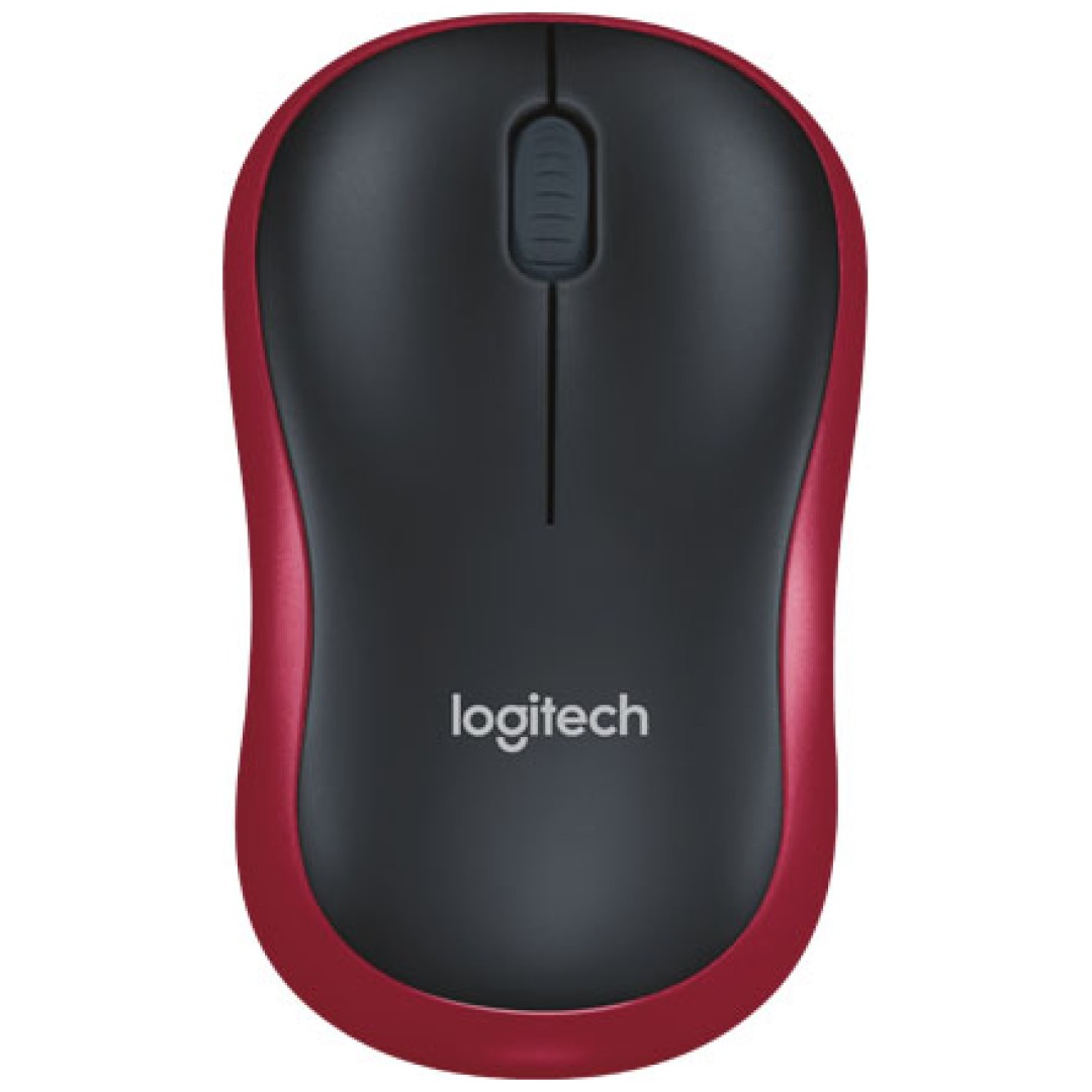 Miš Logitech brezžična M185 za notesnike rdeča nano (910-002240)