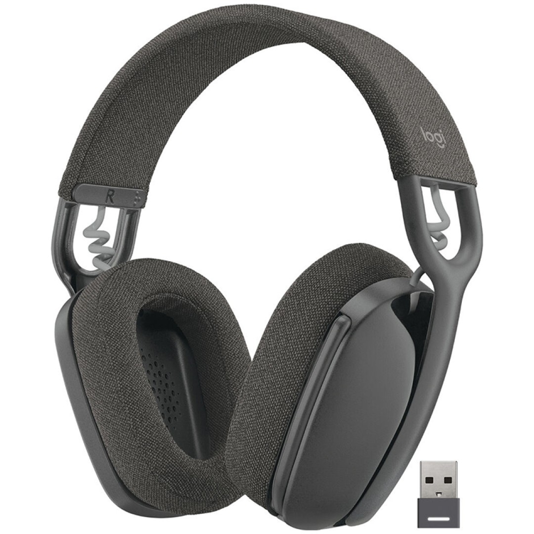Slušalke brezžične naglavne Bluetooth + USB stereo Logitech Zone Vibe 125 z mikrofonom sive (981-001126)