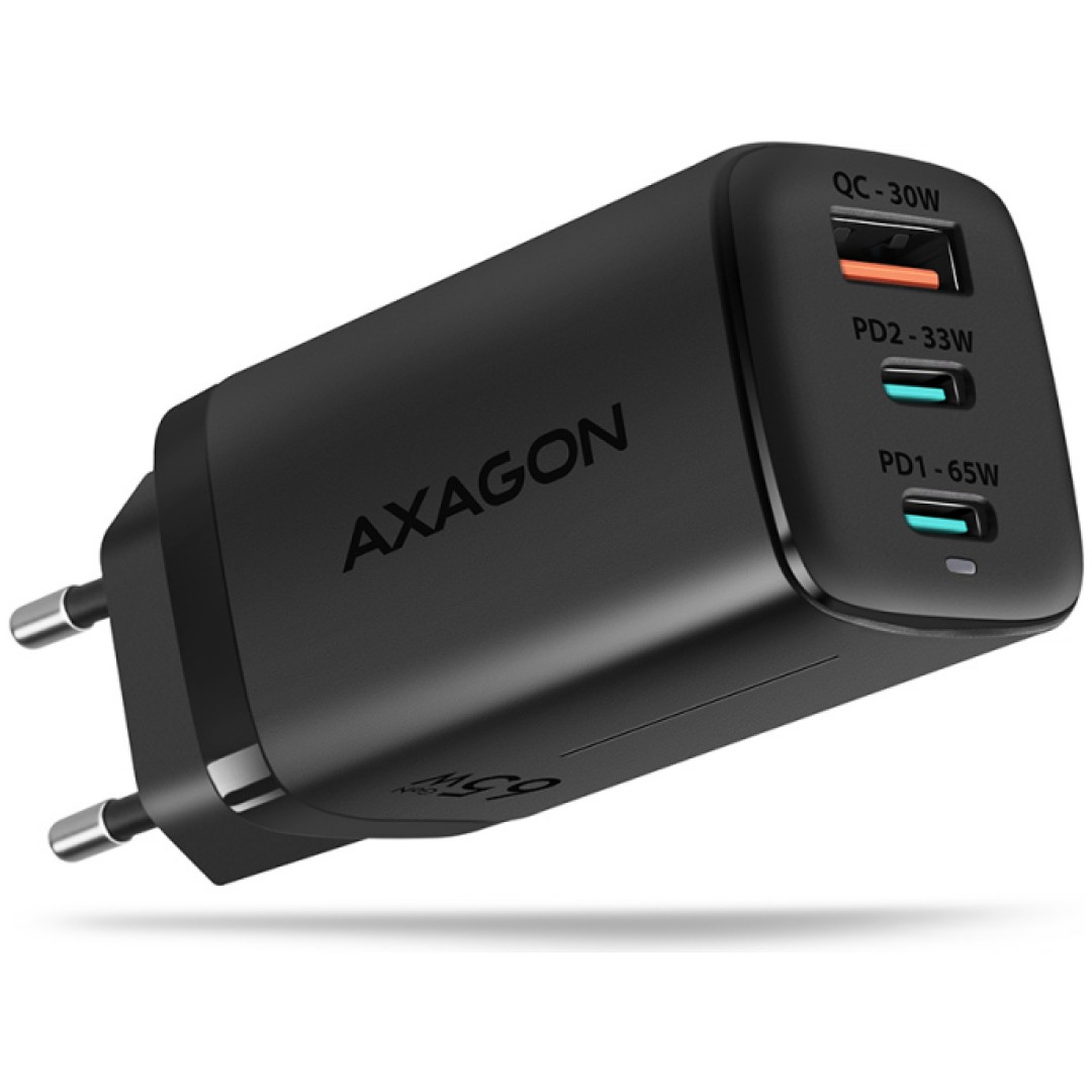 Axagon polnilec 2x USB-C + 1x USB-A 65W GaN