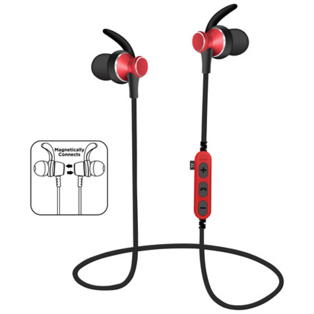 PLATINET IN-EAR Bluetooth športne slušalke+mikrofon+microSD rdeče