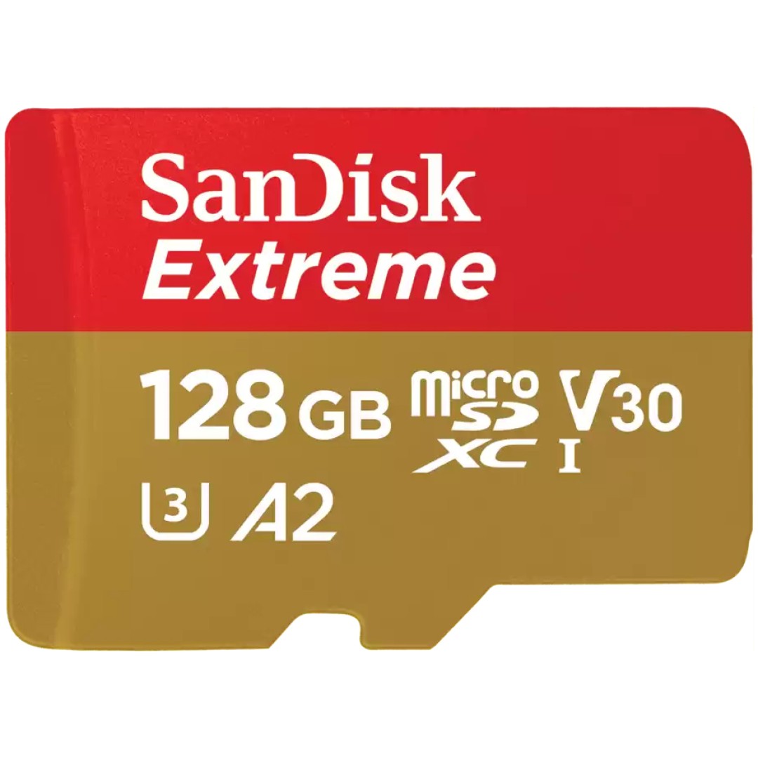 Spominska kartica SDXC-Micro 128GB Sandisk Extreme 190MB/s/90MB/s U3 V30 UHS-I +adapter (SDSQXAA-128G-GN6MA)