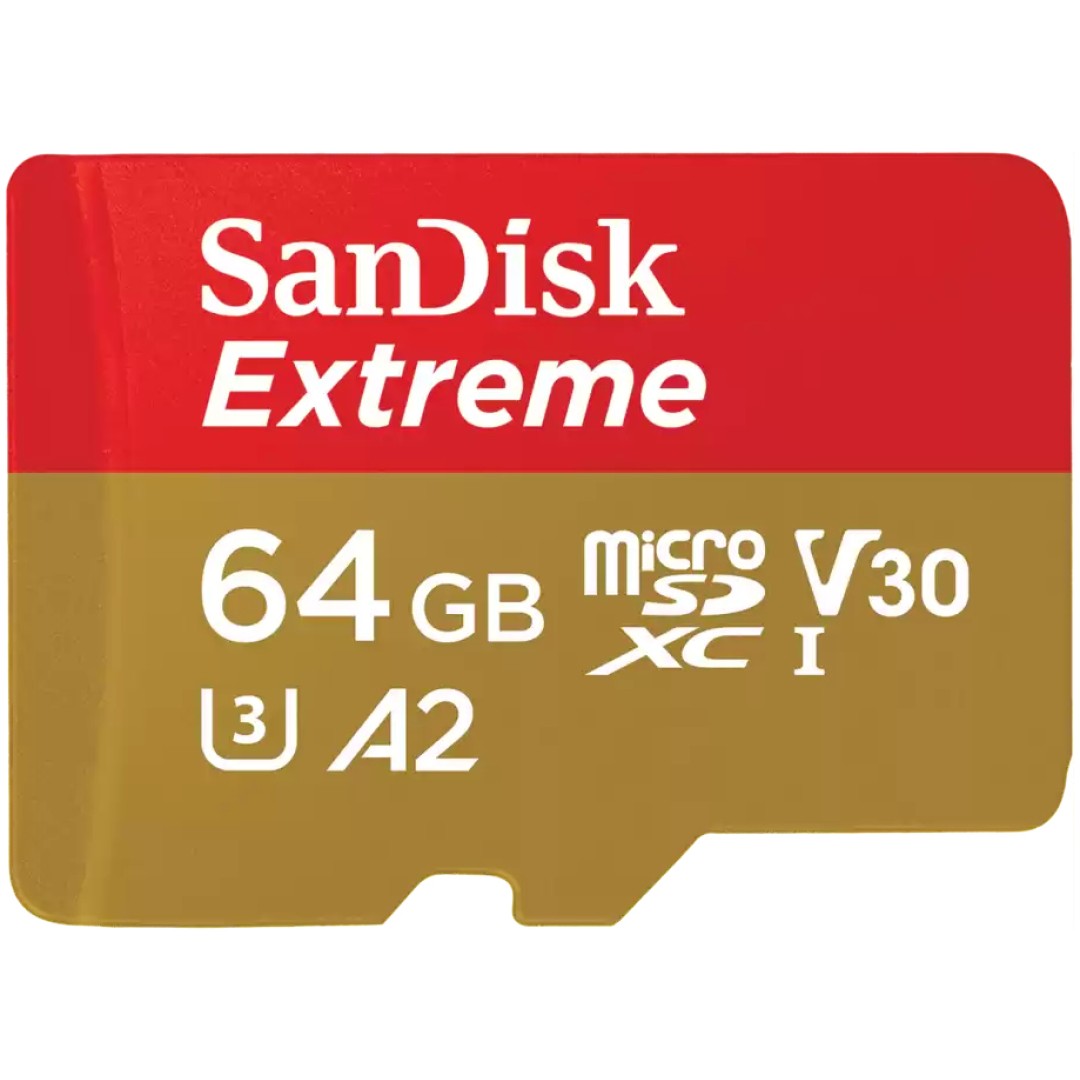 Spominska kartica SDHC-Micro 64GB Sandisk Extreme 170MB/s/80MB/s U3 V30 UHS-I +adapter (SDSQXAH-064G-GN6MA)