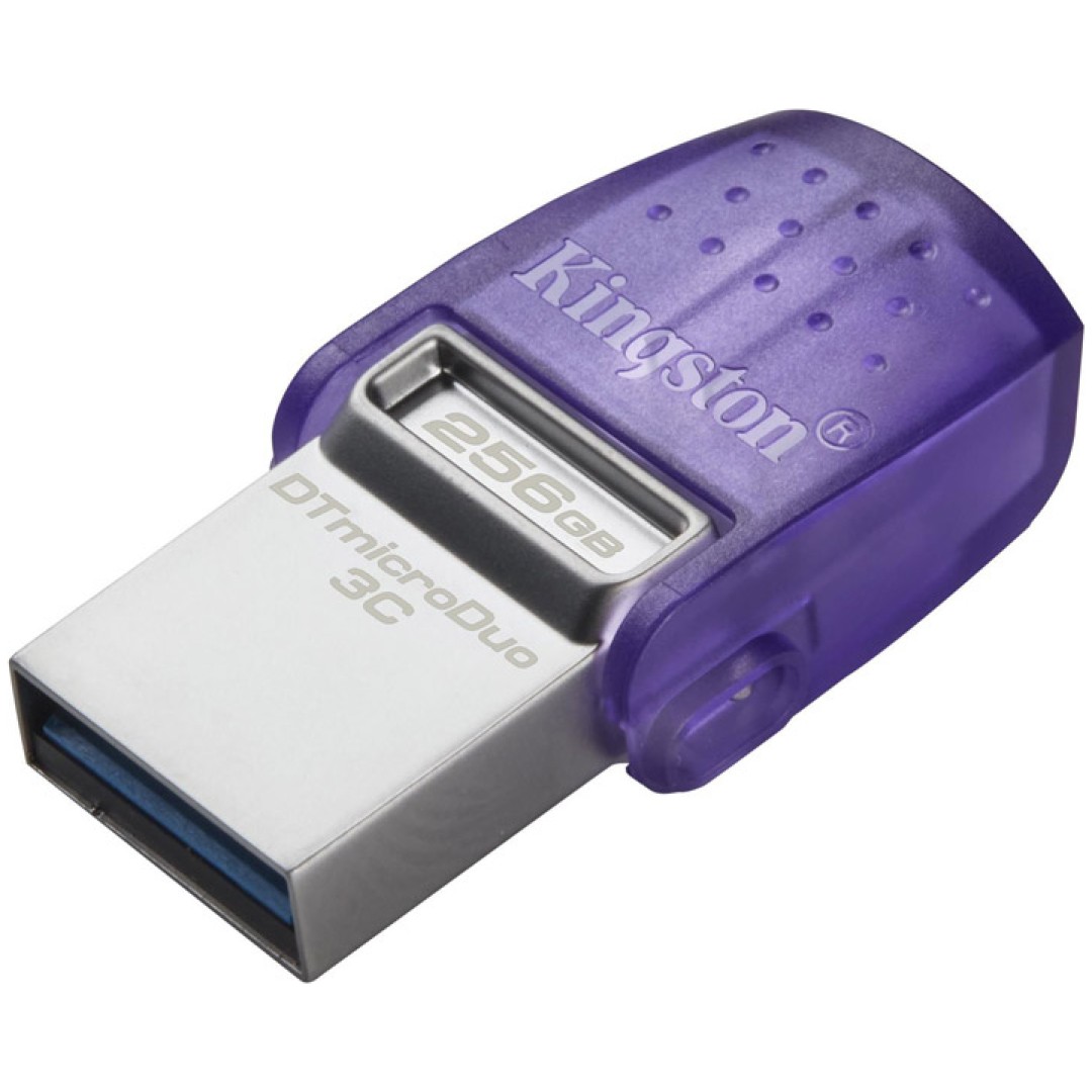 Spominski ključek 256GB USB 3.2/USB-C Kingston DT microDuo3G3 200MB/s - plastičen//vijolična (DTDUO3CG3/256GB)