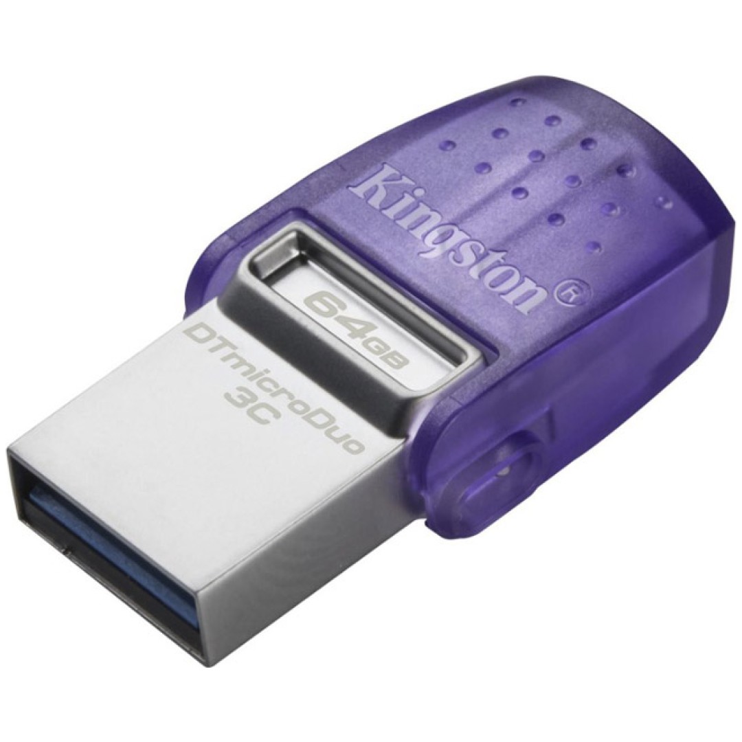 Spominski ključek 64GB USB 3.2/USB-C Kingston DT microDuo3G3 200MB/s - plastičen/s pokrovčkom microduo/moder (DTDUO3CG3/64GB)